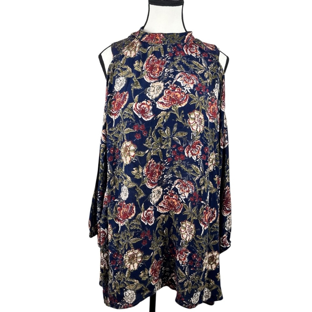 ANGIE Floral Cold Shoulder Tunic Dress | M | NWOT